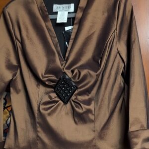 Bronze Double V Beaded Blouse